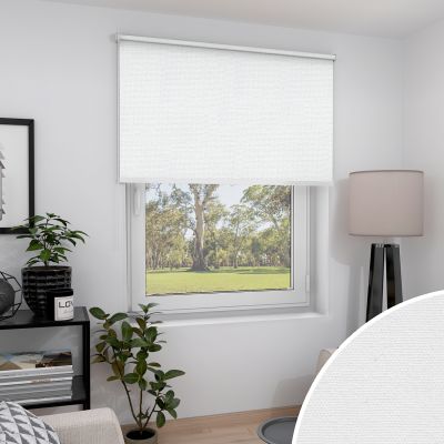 Rollo Frankfurt Blackout am Fenster mit Stoffdetail