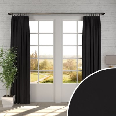 Vorhang Nimo am Fenster mit Stoffdetail